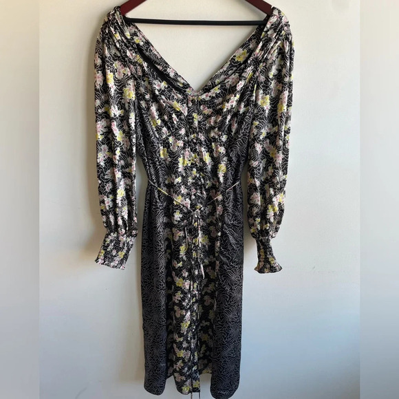 CINQ A SEPT||JESSICA PANELED PRINT MIDI DRESS, Size 10, Like New Retails $425 - Picture 4 of 14
